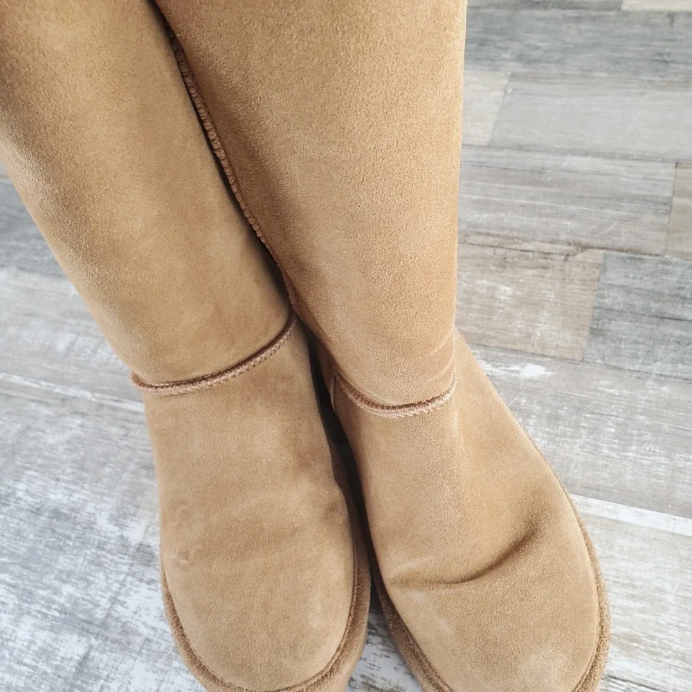 Bearpaw Elle Tall Hickory Womens Mid-Calf Boots Sz 7 Iced‎ Coffee Suede Slip On